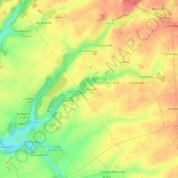 Le Vignolet topographic map, elevation, terrain