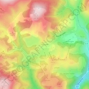 Les Launes topographic map, elevation, terrain