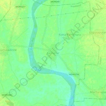 Kamanur topographic map, elevation, terrain