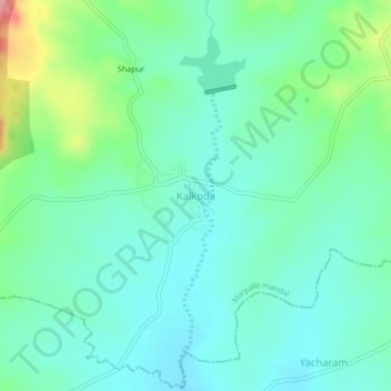 Kalkoda topographic map, elevation, terrain