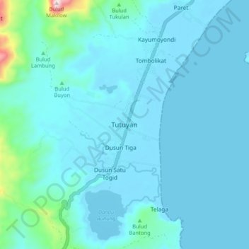 Tutuyan topographic map, elevation, terrain
