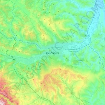 Cluj-Napoca topographic map, elevation, terrain