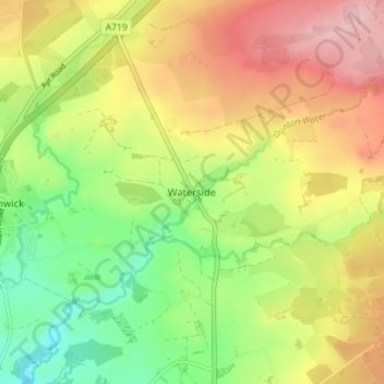 Waterside topographic map, elevation, terrain