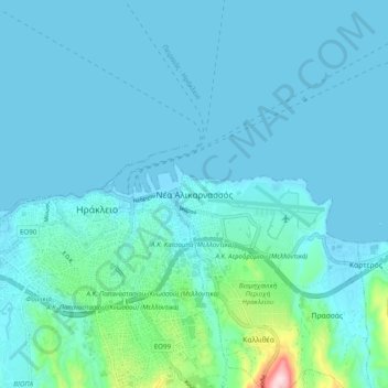 Nea Alikarnassos topographic map, elevation, terrain