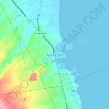 Santa Elena topographic map, elevation, terrain
