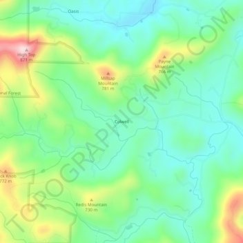 Colwell topographic map, elevation, terrain