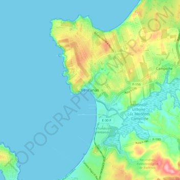 Ventanas topographic map, elevation, terrain