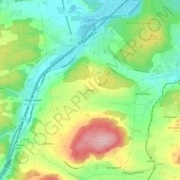 Herzwil topographic map, elevation, terrain