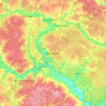 Obninsk topographic map, elevation, terrain