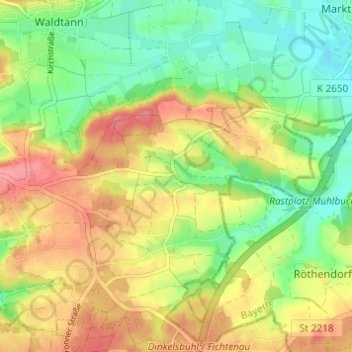 Schönbronn topographic map, elevation, terrain