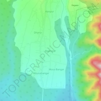 Bajeripur topographic map, elevation, terrain