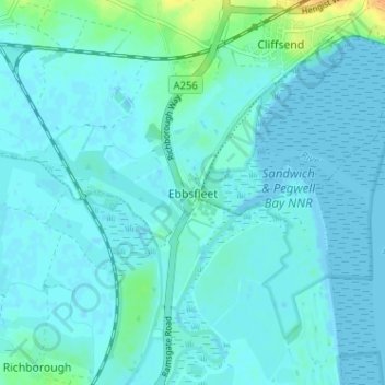 Ebbsfleet topographic map, elevation, terrain