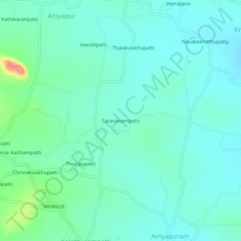 Saravanampatti topographic map, elevation, terrain