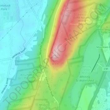 Mount Tom topographic map, elevation, terrain