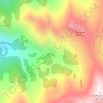 Pindus topographic map, elevation, terrain