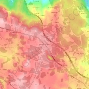 Montesalgueiro topographic map, elevation, terrain