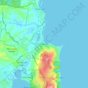 Vincentia topographic map, elevation, terrain
