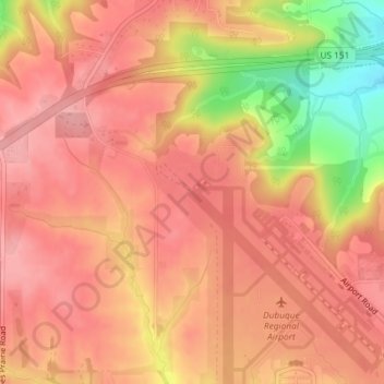 Airport Elevation topographic map, elevation, terrain