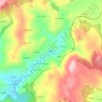 Barcia topographic map, elevation, terrain