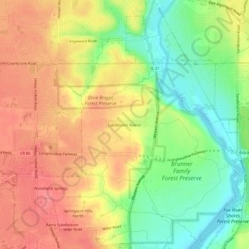 Lundstrom Manor topographic map, elevation, terrain