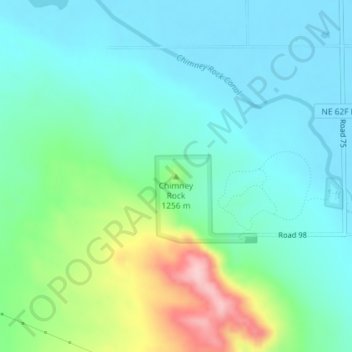 Chimney Rock topographic map, elevation, terrain