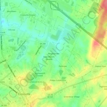 Meadowview topographic map, elevation, terrain