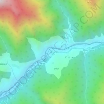 Hanol topographic map, elevation, terrain