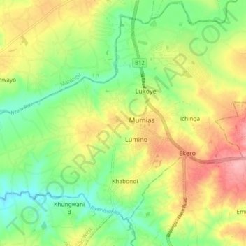 Mumias topographic map, elevation, terrain