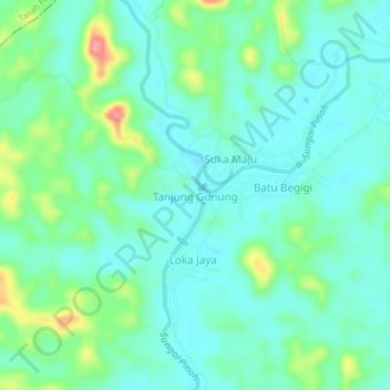 Tanjung Gunung topographic map, elevation, terrain