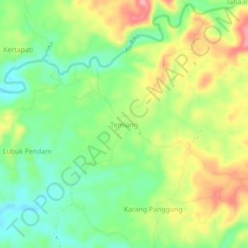 Temiang topographic map, elevation, terrain