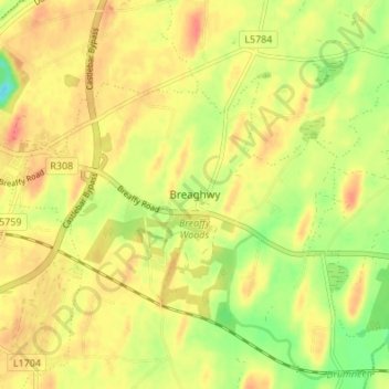 Breaghwy topographic map, elevation, terrain