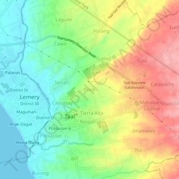 Pook topographic map, elevation, terrain