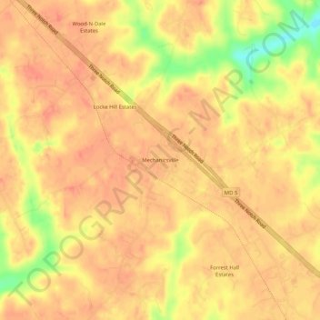 Mechanicsville topographic map, elevation, terrain