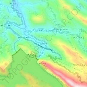 Idukki topographic map, elevation, terrain