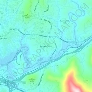 Parkway Forest topographic map, elevation, terrain