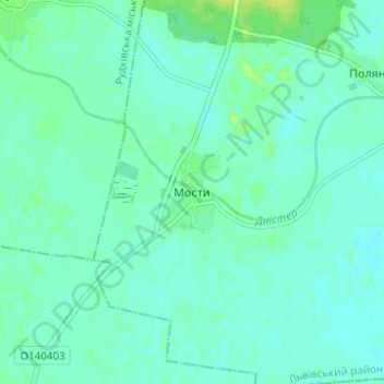 Mosty topographic map, elevation, terrain