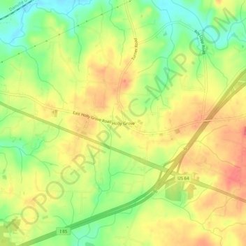 Holly Grove topographic map, elevation, terrain