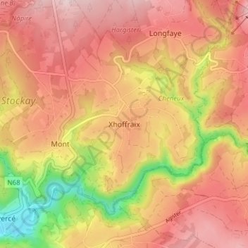 Xhoffraix topographic map, elevation, terrain