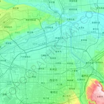 Xi'an topographic map, elevation, terrain