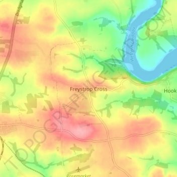 Freystrop Cross topographic map, elevation, terrain