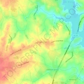 Fosters Grove topographic map, elevation, terrain
