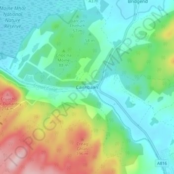 Cairnbaan topographic map, elevation, terrain