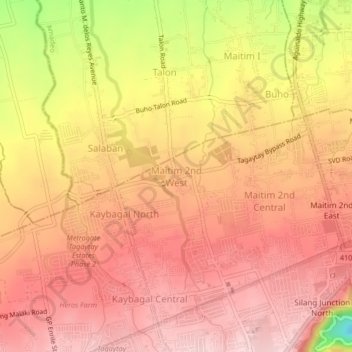 Maitim 2nd West topographic map, elevation, terrain