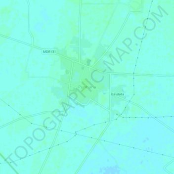 Punhana topographic map, elevation, terrain