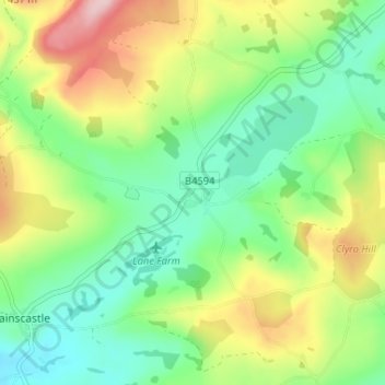 Rhosgoch topographic map, elevation, terrain