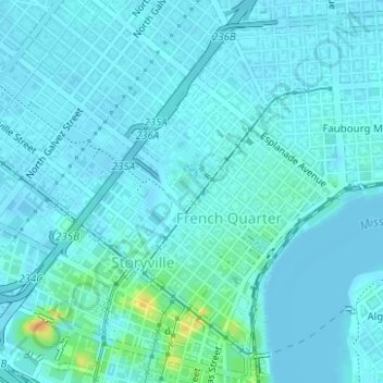 Congo Square topographic map, elevation, terrain