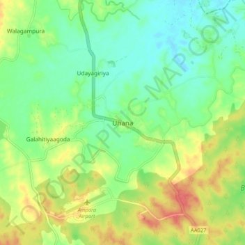 Uhana topographic map, elevation, terrain