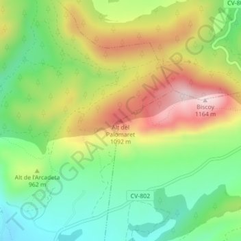 Alt del Palomaret topographic map, elevation, terrain