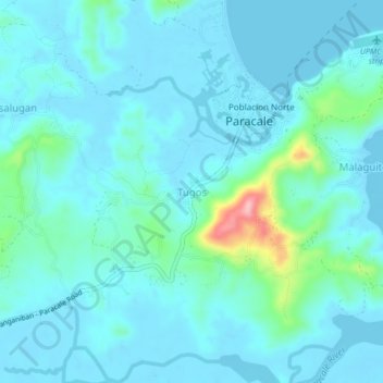 Tugos topographic map, elevation, terrain