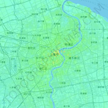 上海市 topographic map, elevation, terrain